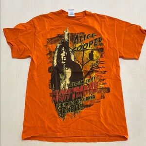 Vibrant Orange Short Sleeve Tee with Graphic Design